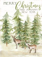 Merry Christmas & Happy New Year Deer Fine Art Print