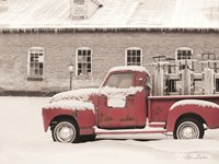 Old Sled Works Red Truck Fine Art Print