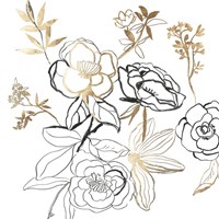 Black and Gold Florals Fine Art Print