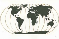 World Map Gold Lines Fine Art Print