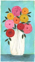 Bright Flowers - Teal Background I Fine Art Print