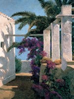 Bougainvillea & Palm Trees Fine Art Print