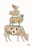 Floral Stacked Animals Fine Art Print