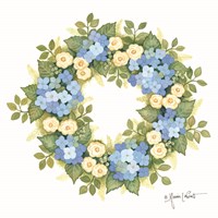 Hydrangeas in Bloom Wreath Fine Art Print