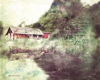 Red Cabin Forest Faith Fine Art Print