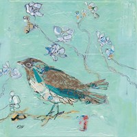Aqua Bird with Teal Fine Art Print