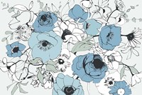 Watercolor Black Lined Poppies Mix Fine Art Print