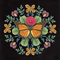 Butterfly Mandala I Black Fine Art Print
