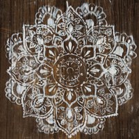 Mandala on Dark Wood Fine Art Print