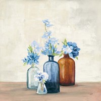 Windowsill Garden I Blue Fine Art Print