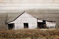 White Barn on Wood Fine Art Print