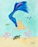 Mermaid and Sea Turtle I Framed Print