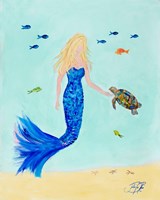 Mermaid and Sea Turtle II Framed Print