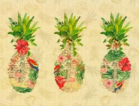 Triple Tropical Pineapple Collage Fine Art Print