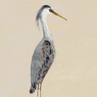 Heron on Tan I Fine Art Print
