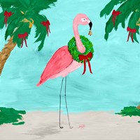 Fa La La La Flamingo Holiday I Framed Print