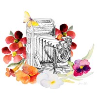 Camera Sketch on Fall Floral I Fine Art Print