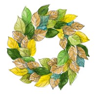 Green Metallic Leaf Wreath Fine Art Print