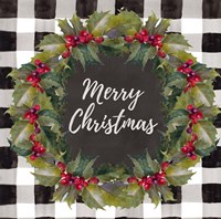 Buffalo Plaid Christmas Wreath Fine Art Print