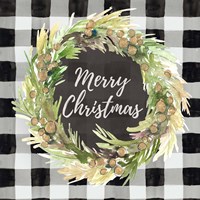 Buffalo Plaid Christmas Wreath Fine Art Print