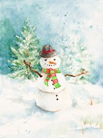 Snowman in the Pines Fine Art Print