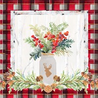 Holiday Sprig on Plaid II Framed Print
