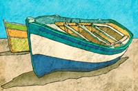 Blue Rowboat Fine Art Print