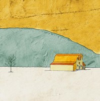 Teal and Yellow Barn Fine Art Print