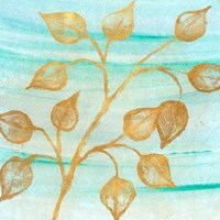 Gold Moment of Nature on Teal I Fine Art Print