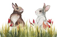 Bunnies Among the Flowers I Fine Art Print
