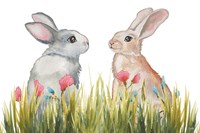 Bunnies Among the Flowers II Fine Art Print