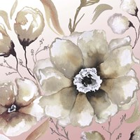 Neutral Flowers on Pink I Fine Art Print