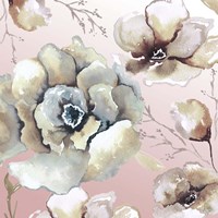 Neutral Flowers on Pink II Fine Art Print