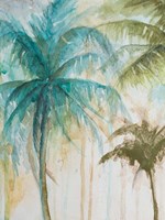 Watercolor Palms in Blue I Framed Print