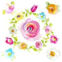 Rosy Floral Wreath Fine Art Print