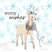 Blue Whimsical Christmas I Fine Art Print