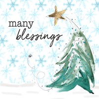 Blue Whimsical Christmas III Fine Art Print