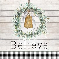 Believe Bell Wreath Framed Print