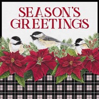 Chickadee Christmas Red IV Seasons Greetings Framed Print