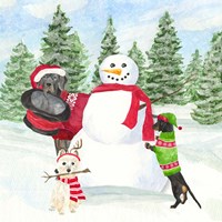 Dog Days of Christmas I Building Snowman Fine Art Print
