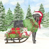 Dog Days of Christmas II Sled with Gifts Fine Art Print
