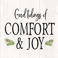 Peaceful Christmas II Comfort and Joy black text Framed Print