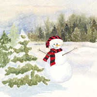 Snowman Wonderland II Red Black Santa Hat Framed Print