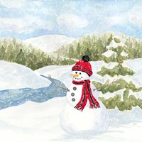 Snowman Wonderland III Stream Scene Fine Art Print