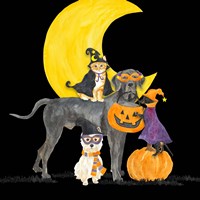 Fright Night Friends II Dog with Pumpkin Fine Art Print