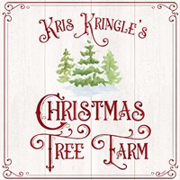 Vintage Christmas Signs VI-Tree Farm Framed Print