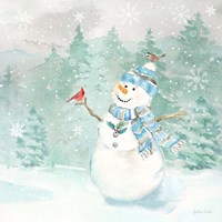 Let it Snow Blue Snowman II Fine Art Print