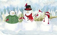 Snowman Christmas landscape Fine Art Print