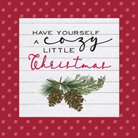 Cozy Christmas Dots I Pine cones Fine Art Print