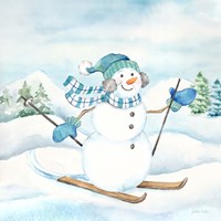 Let it Snow Blue Snowman III Fine Art Print